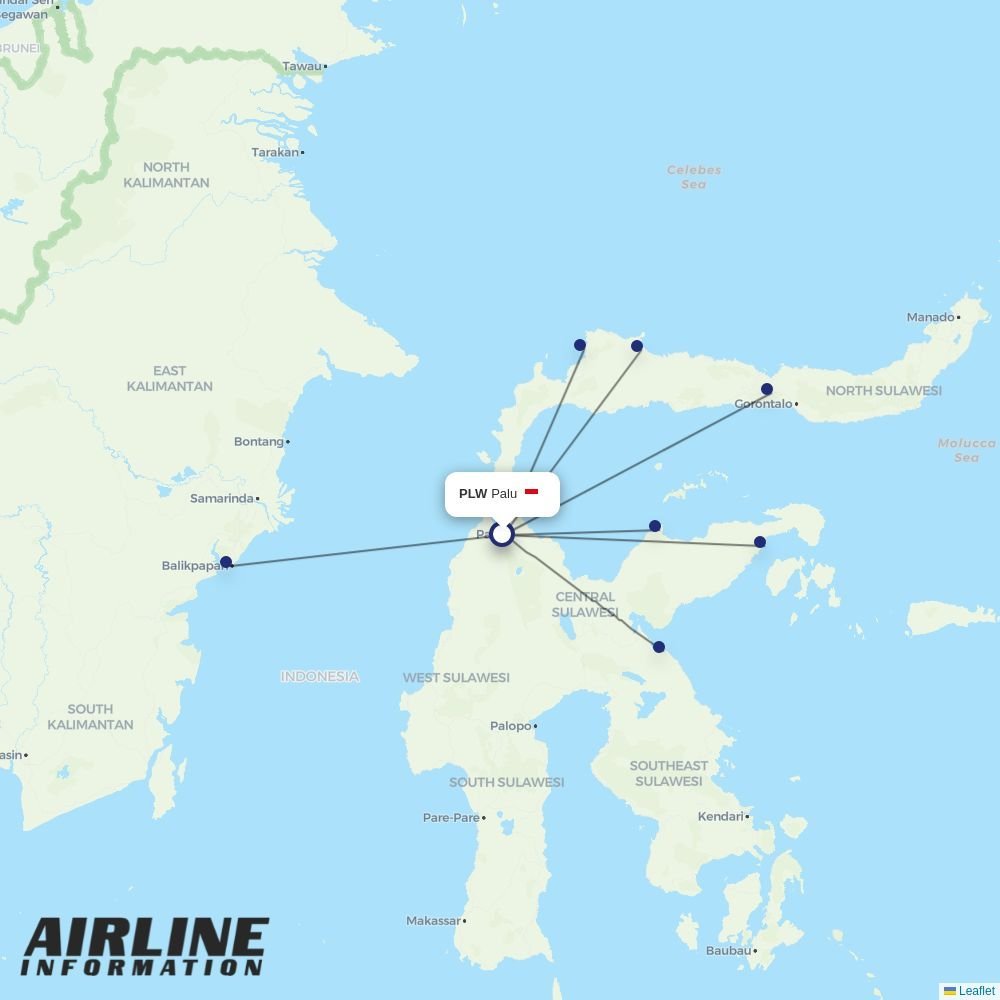 Wings Air routes from PLW