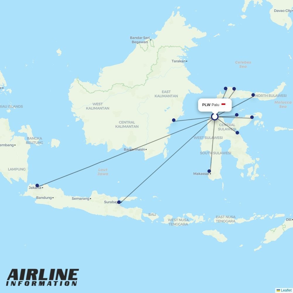Lion Air routes from PLW