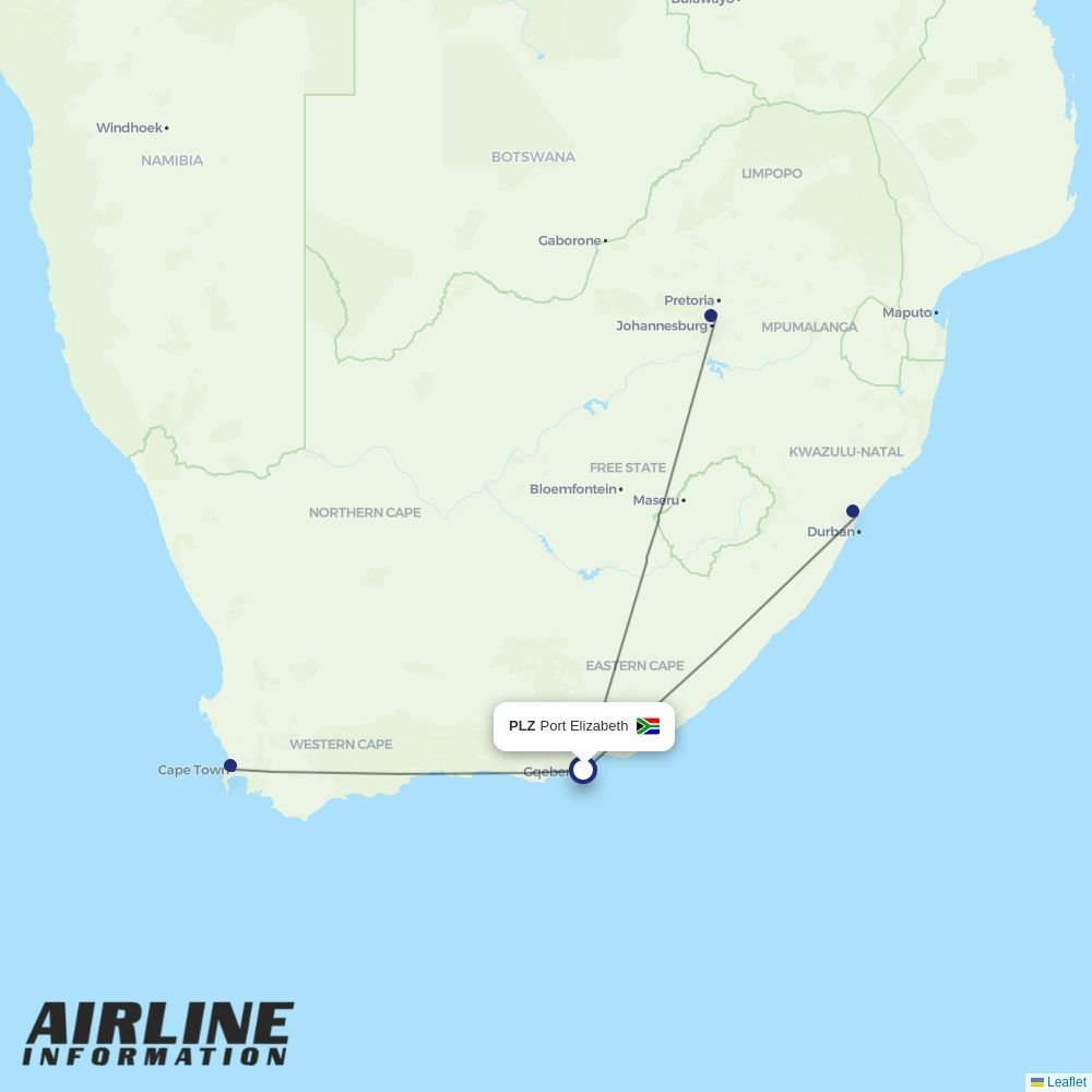 Airlink routes from PLZ