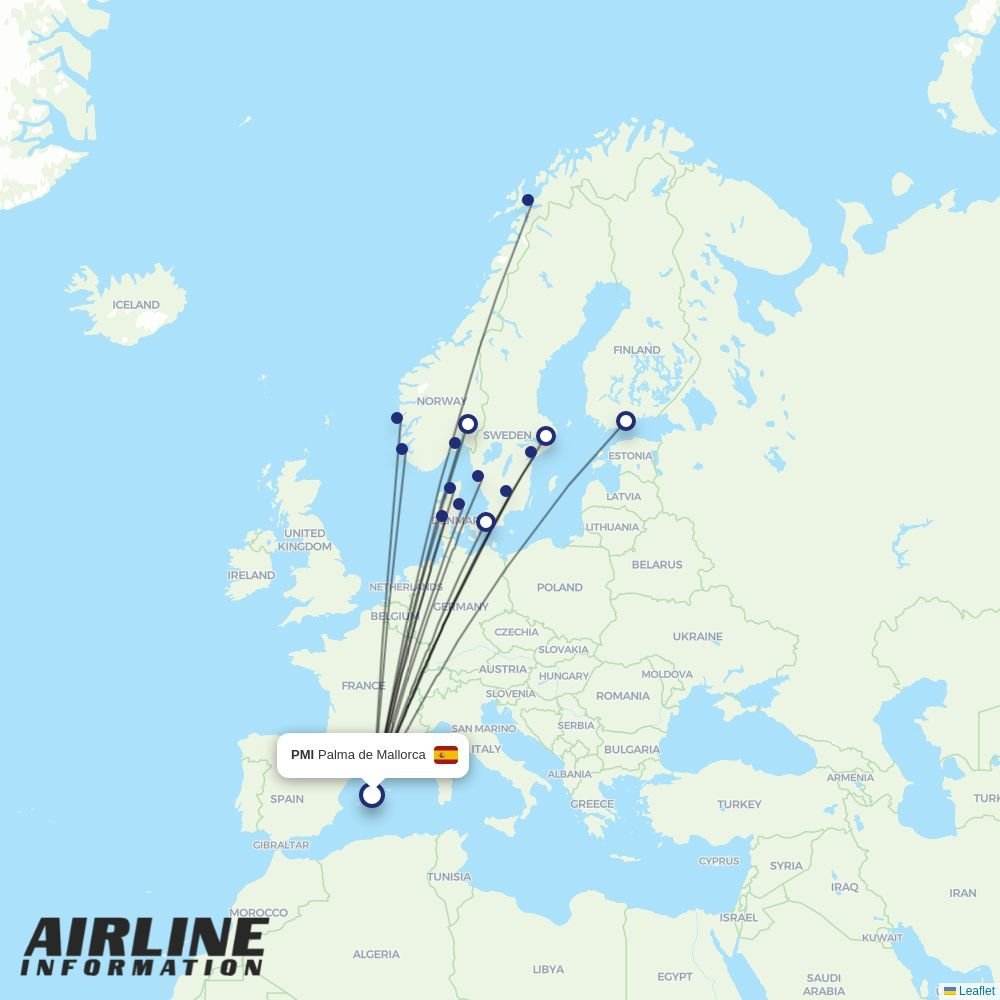 Norwegian Air Sweden routes from PMI