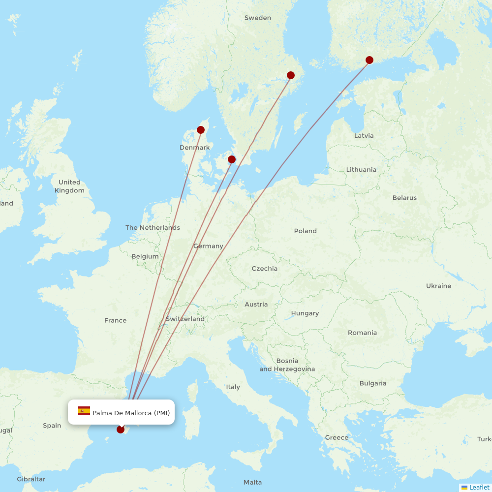 Norwegian Air Intl at PMI route map