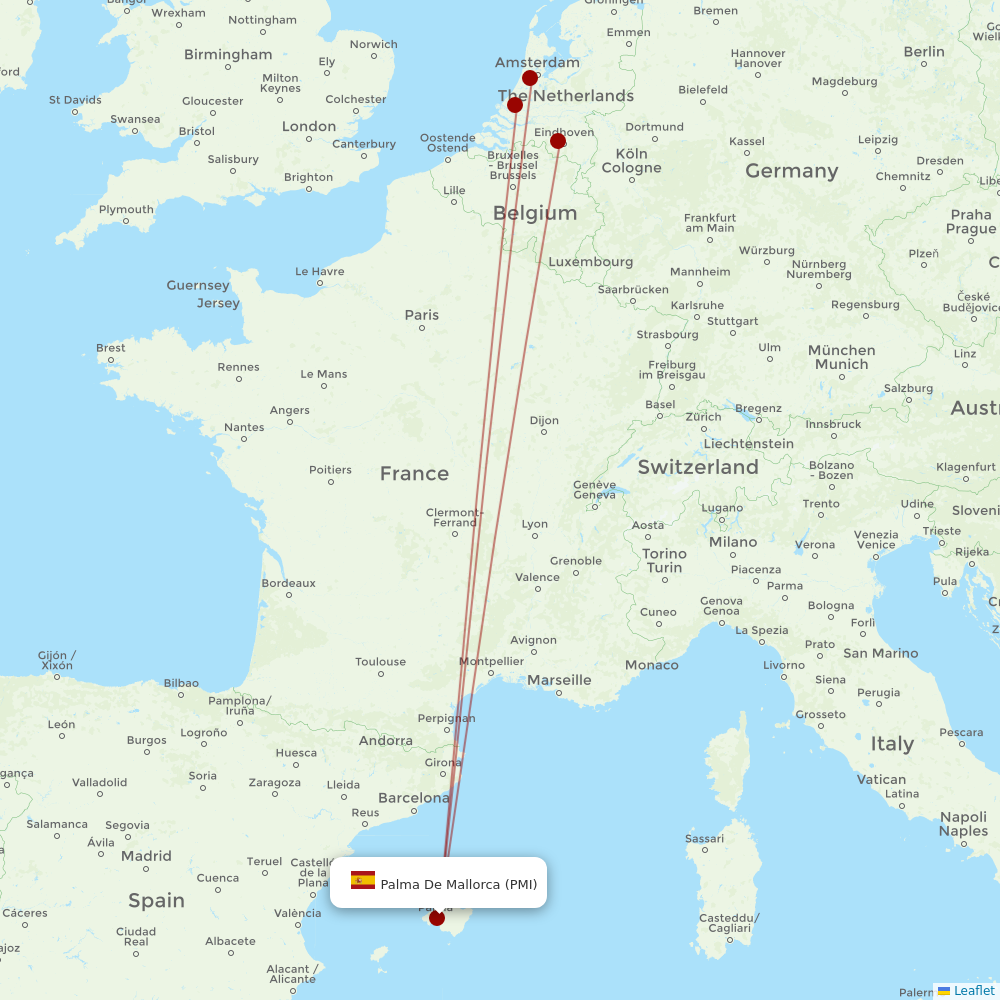 Transavia at PMI route map
