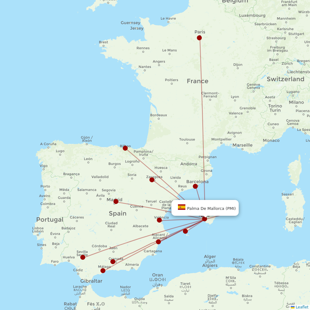 Air Europa at PMI route map