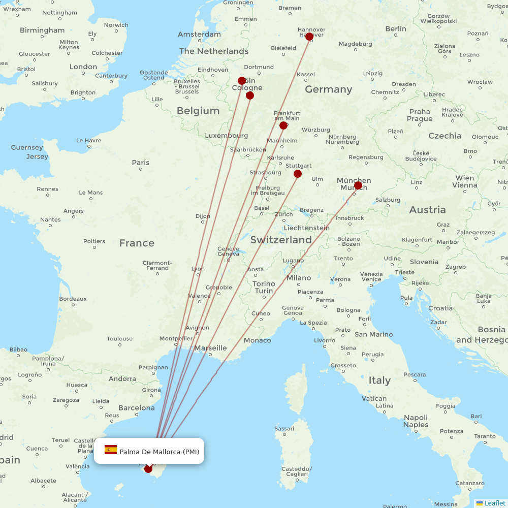 TUIfly at PMI route map
