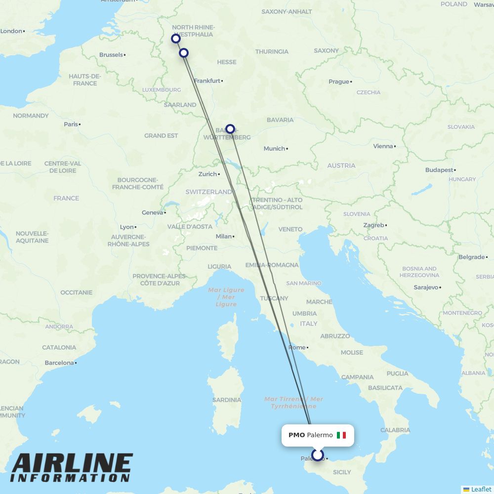 Eurowings routes from PMO