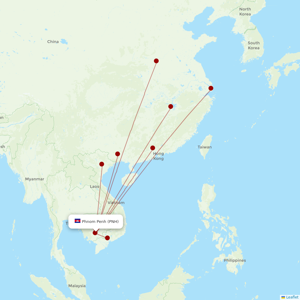 Cambodia Angkor Air at PNH route map