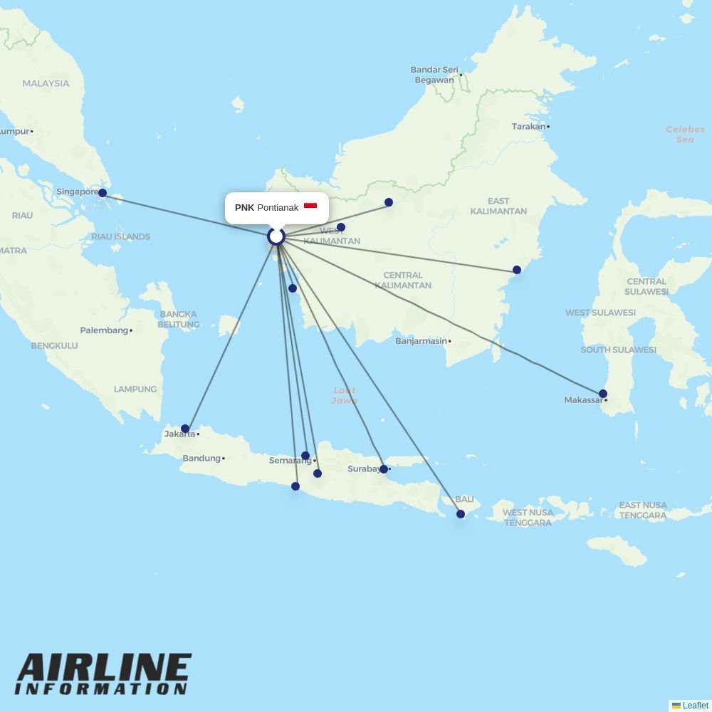 Lion Air routes from PNK