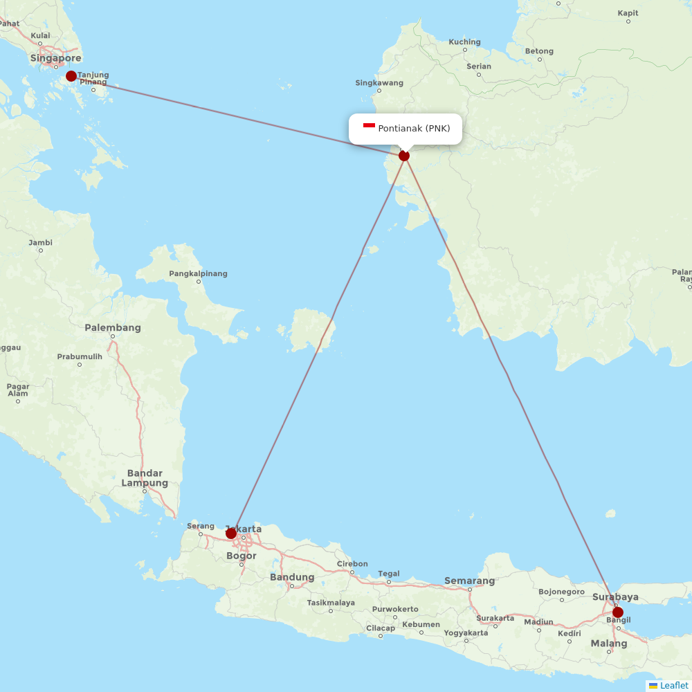 Lion Air at PNK route map