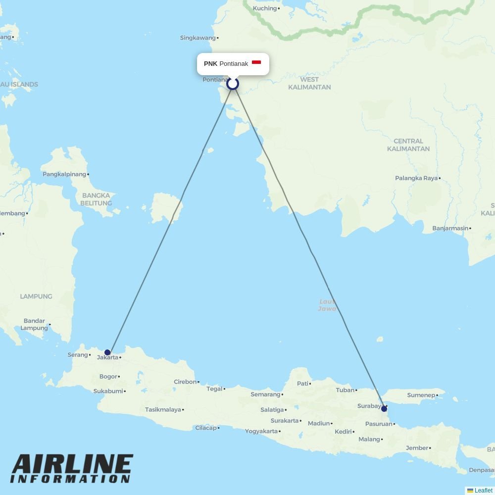 Citilink routes from PNK