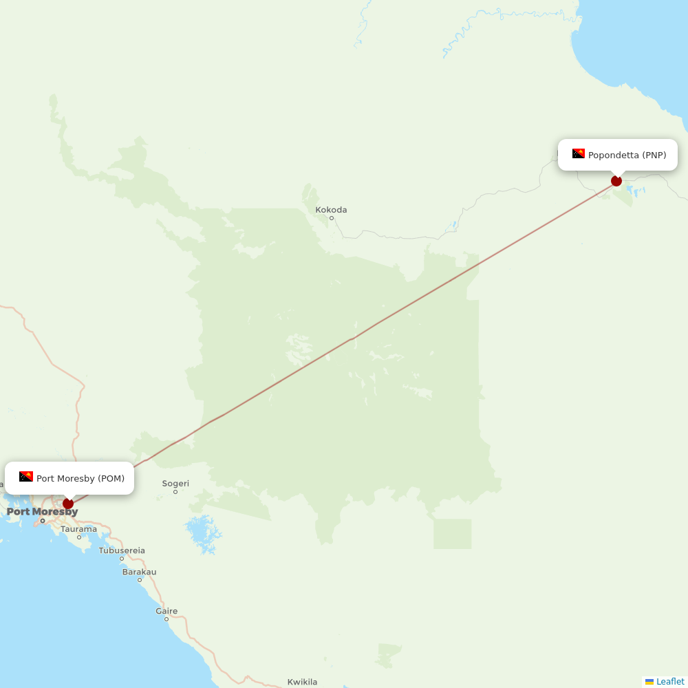 PNG Air at PNP route map