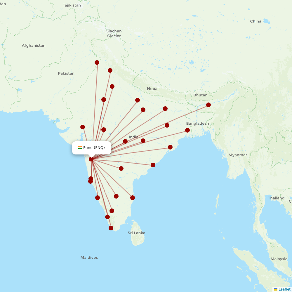 IndiGo at PNQ route map