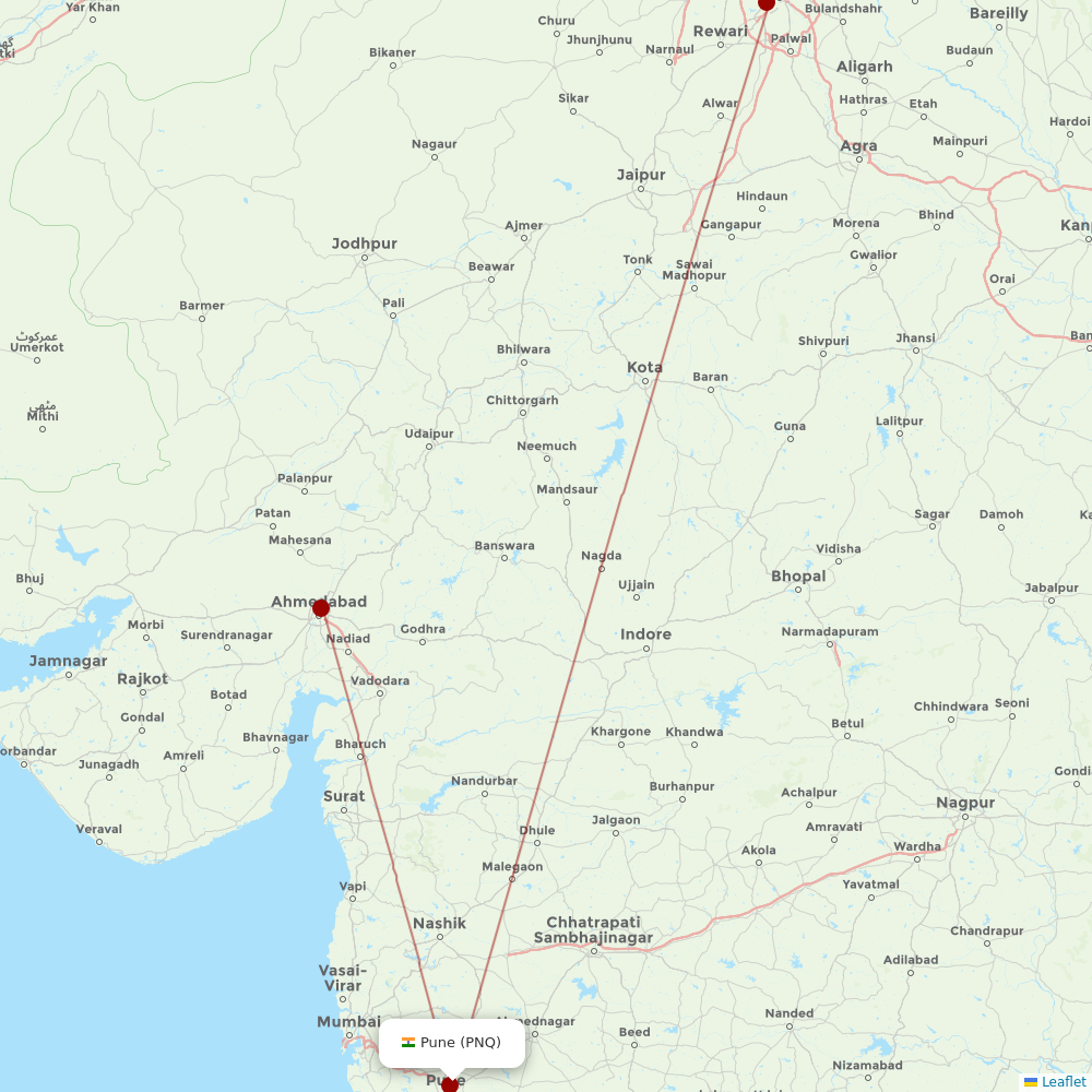 Air India at PNQ route map