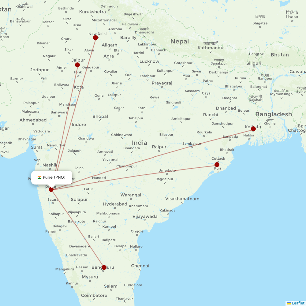 AirAsia India at PNQ route map
