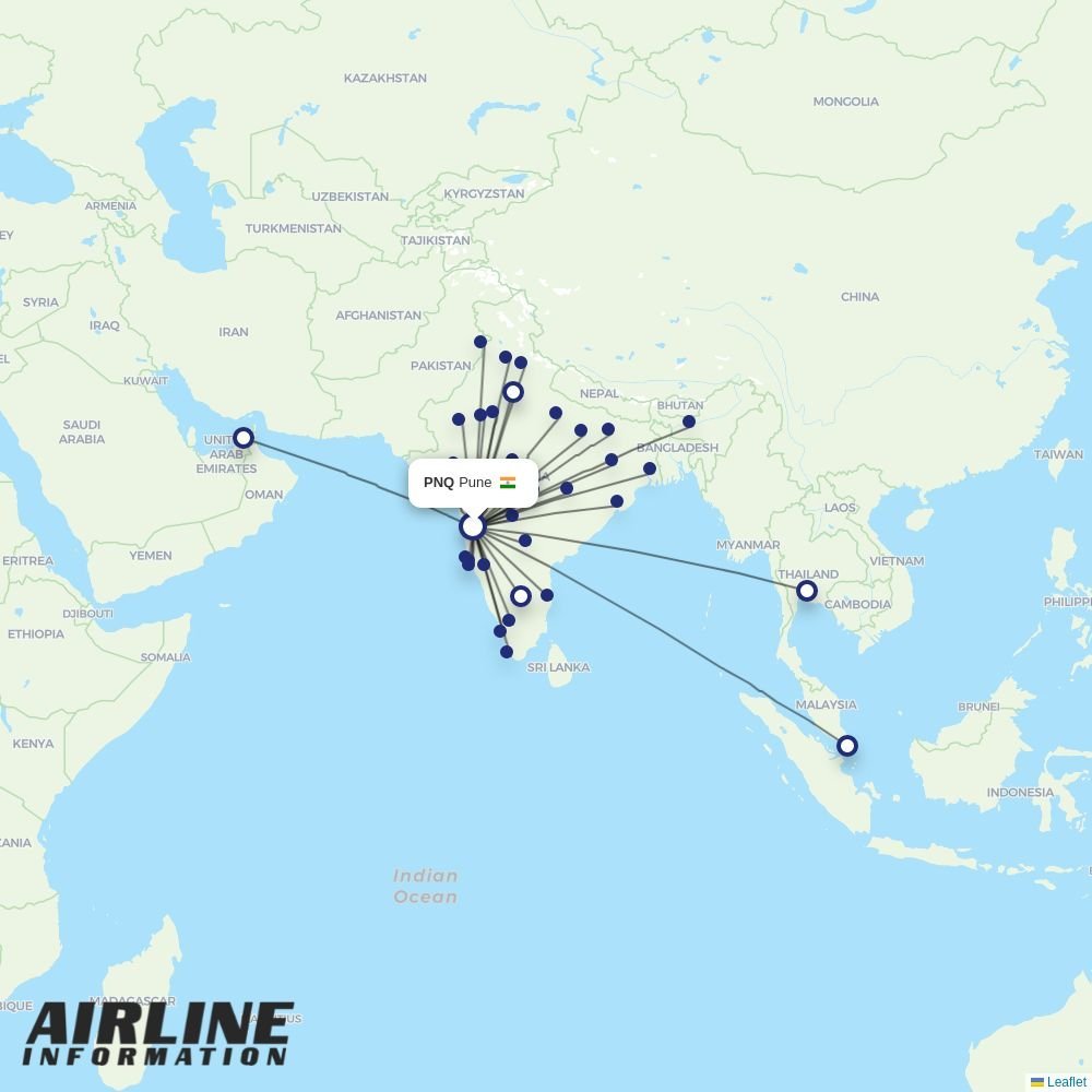 Air India Express routes from PNQ