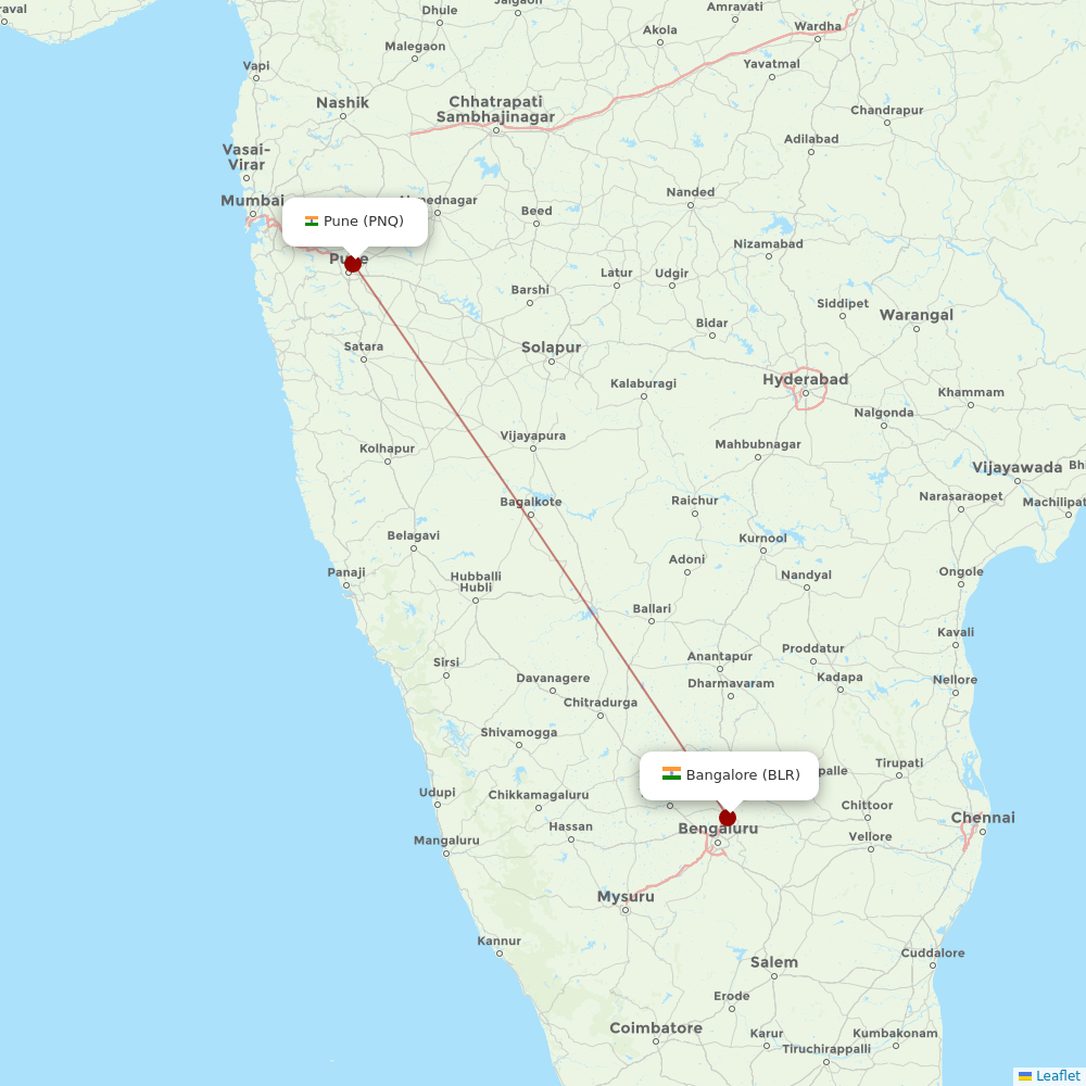 Starlight Airline at PNQ route map