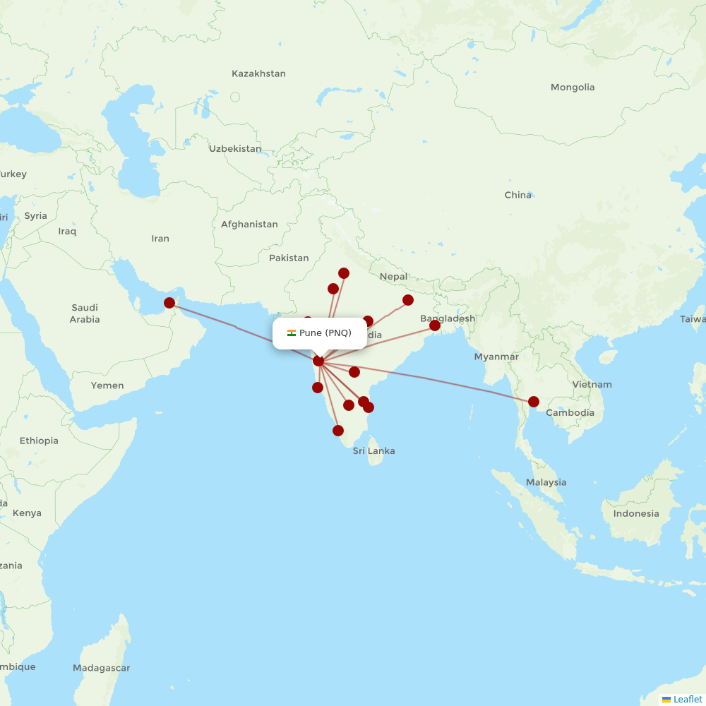 SpiceJet at PNQ route map