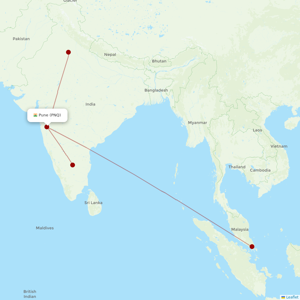 Vistara at PNQ route map