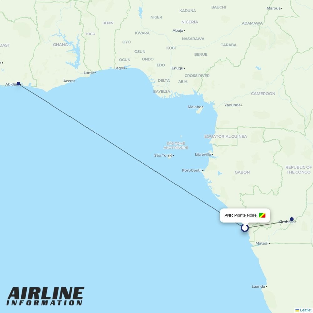 Air Cote DIvoire routes from PNR