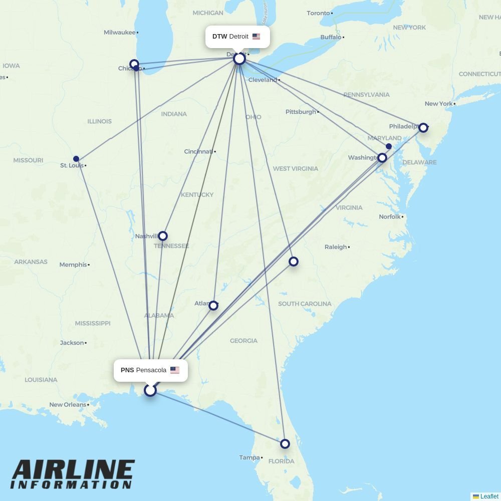 Airlines with flights from Pensacola to Detroit (PNS to DTW) | Airline  Information
