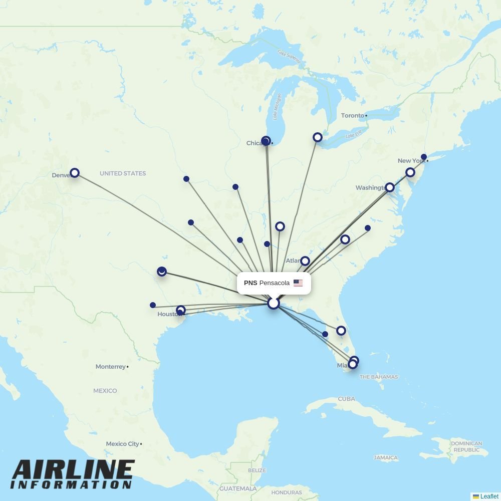 Southwest routes from PNS