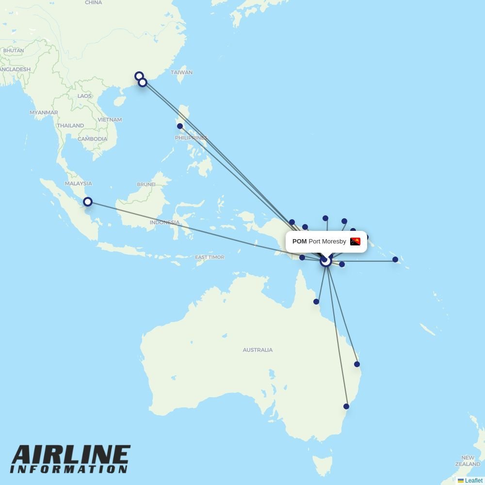 PNG Air routes from POM