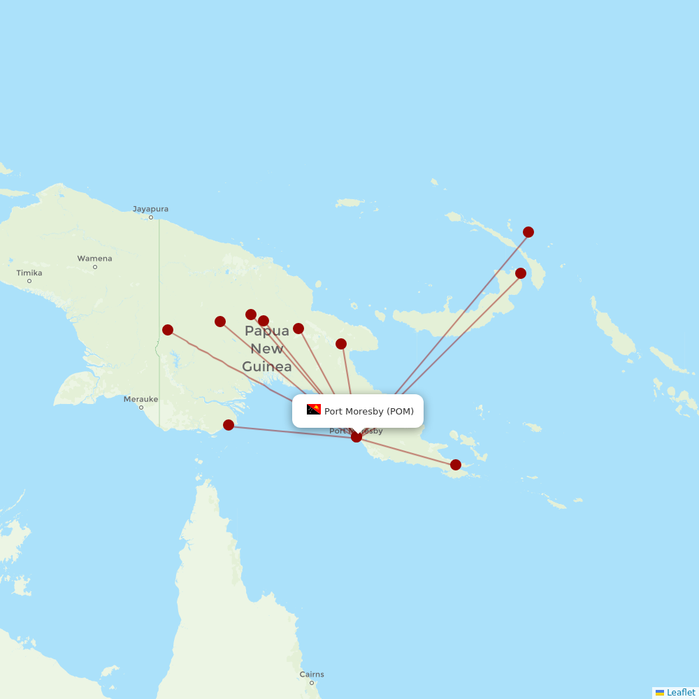 PNG Air at POM route map