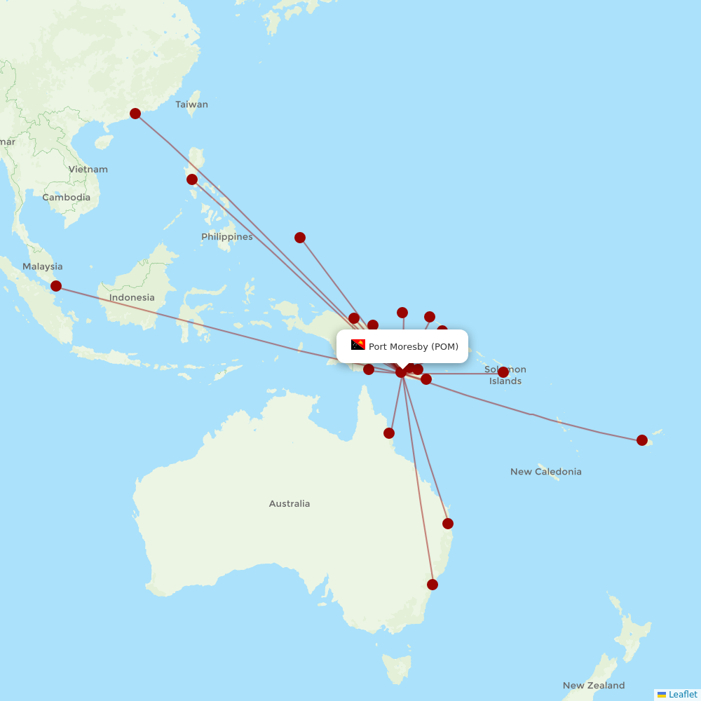 Air Niugini at POM route map