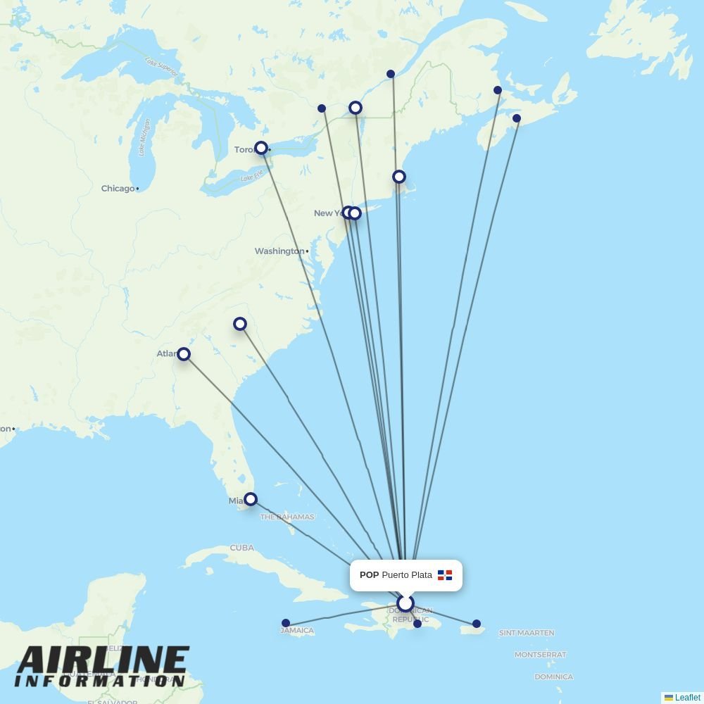 Air Transat routes from POP