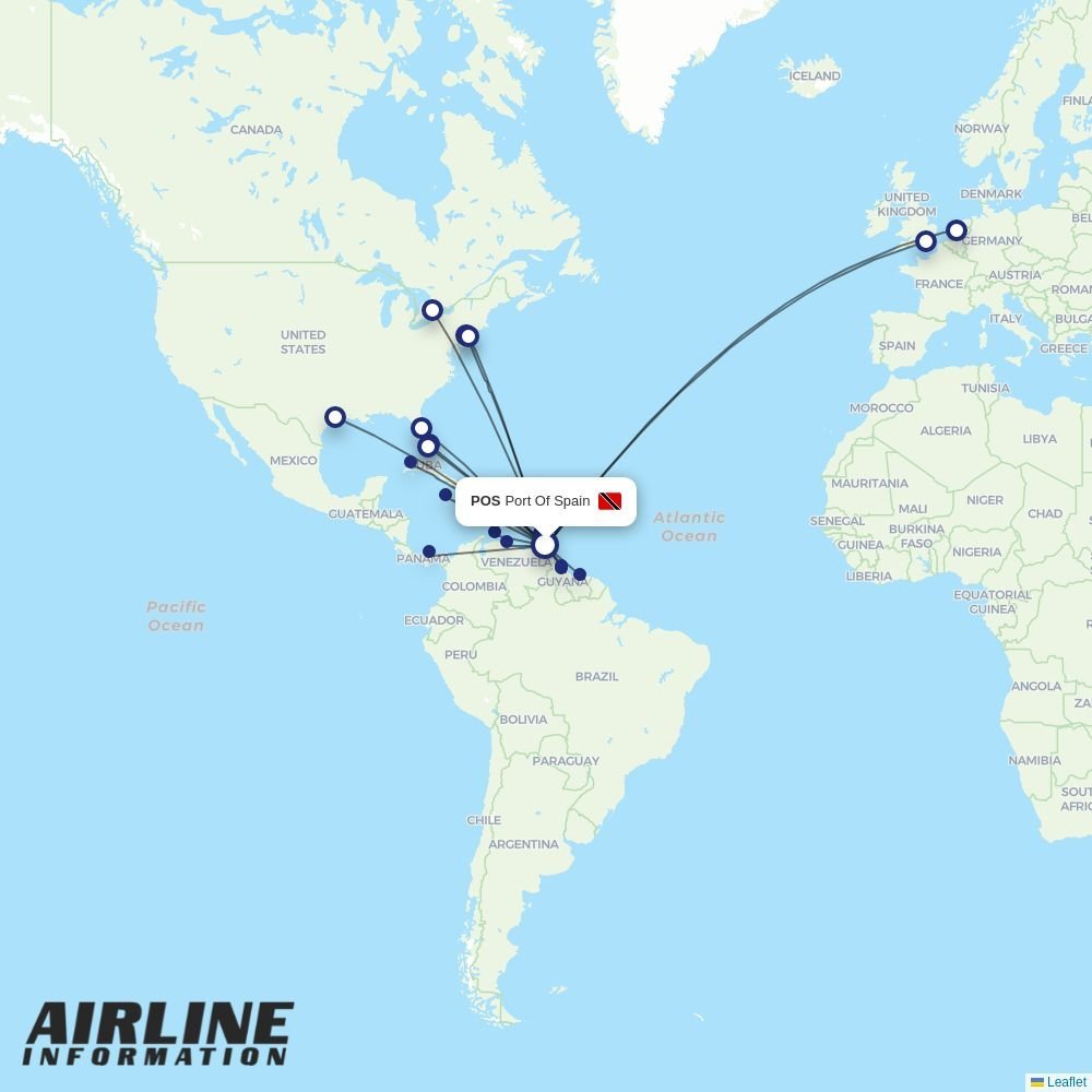 Caribbean Airlines routes from POS