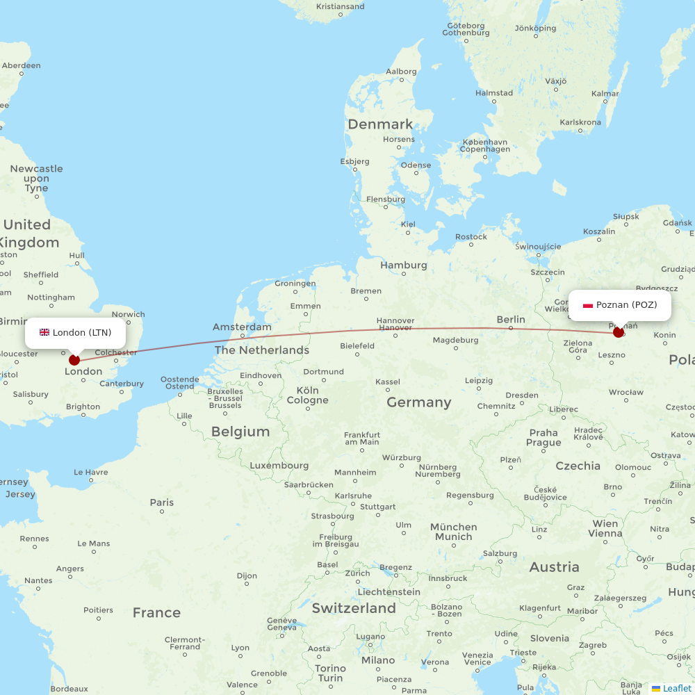 Wizz Air UK at POZ route map