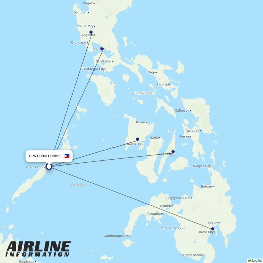 Cebu Pacific routes from PPS