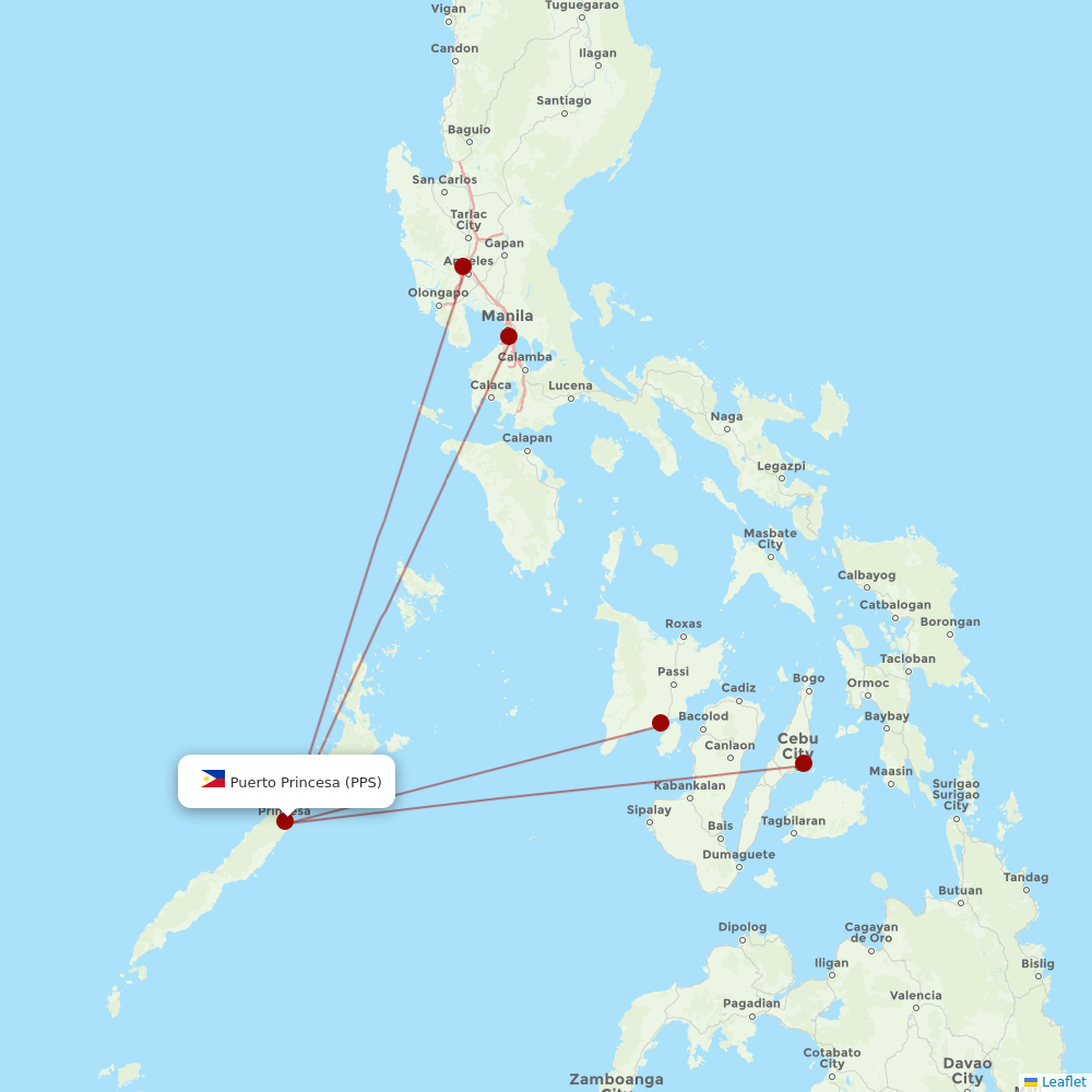 Cebu Pacific Air at PPS route map