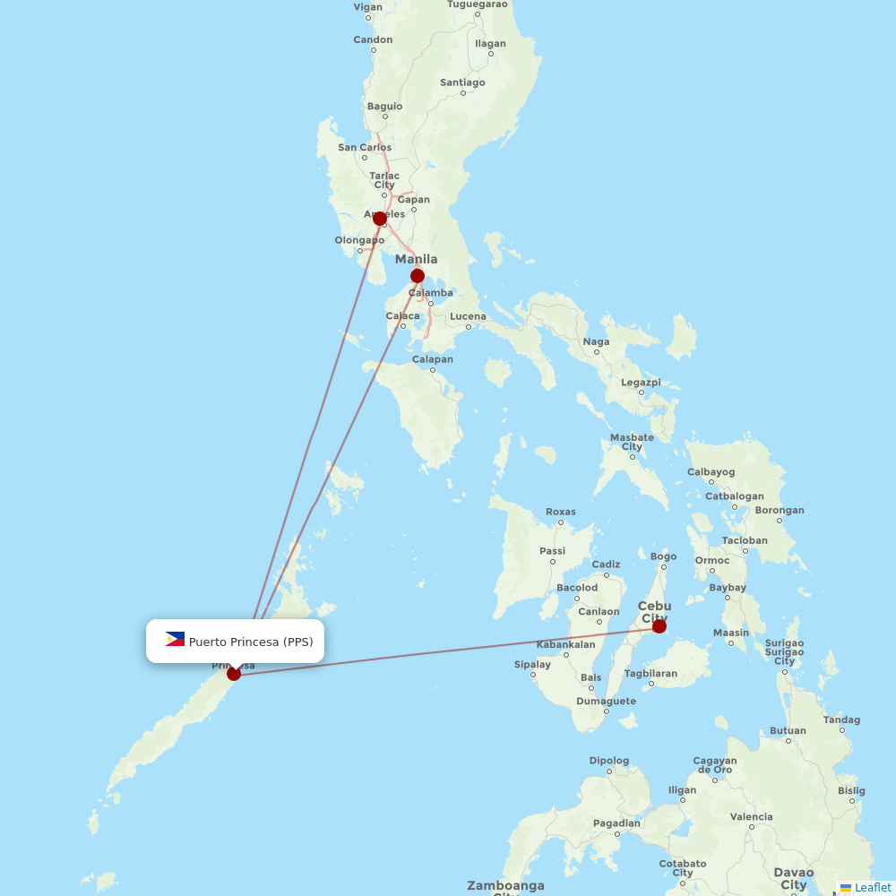 Philippines AirAsia at PPS route map