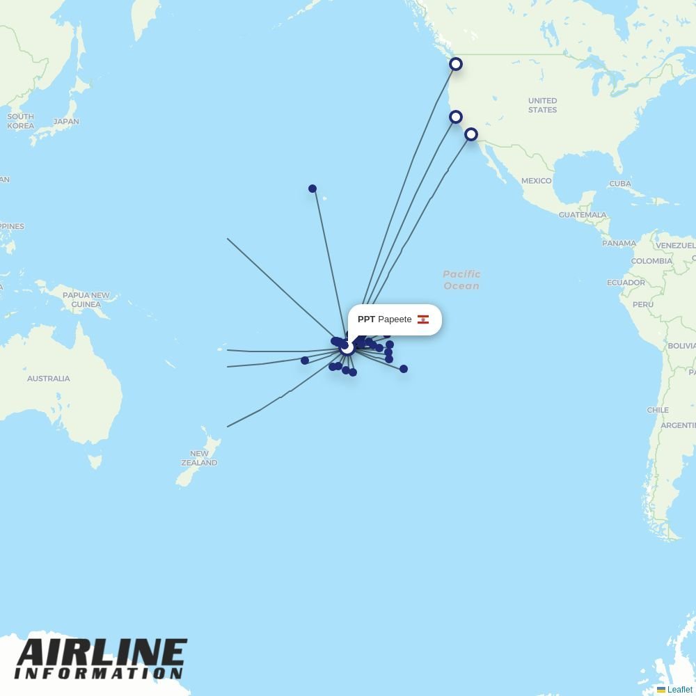 Air Tahiti routes from PPT