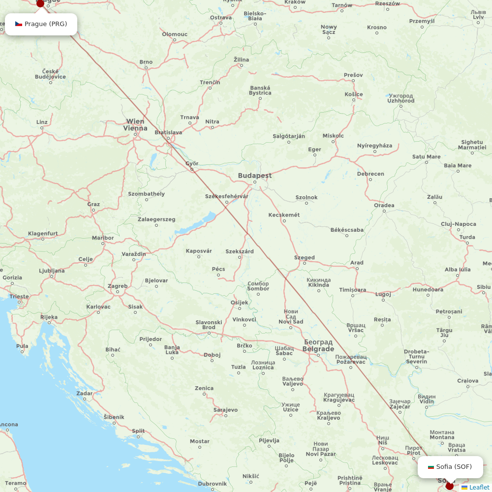 Bulgaria Air at PRG route map