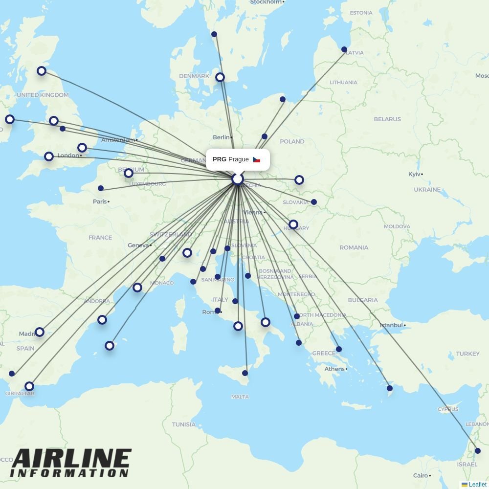 Ryanair routes from PRG