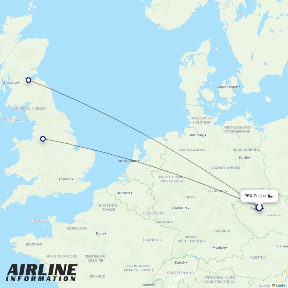Ryanair UK routes from PRG