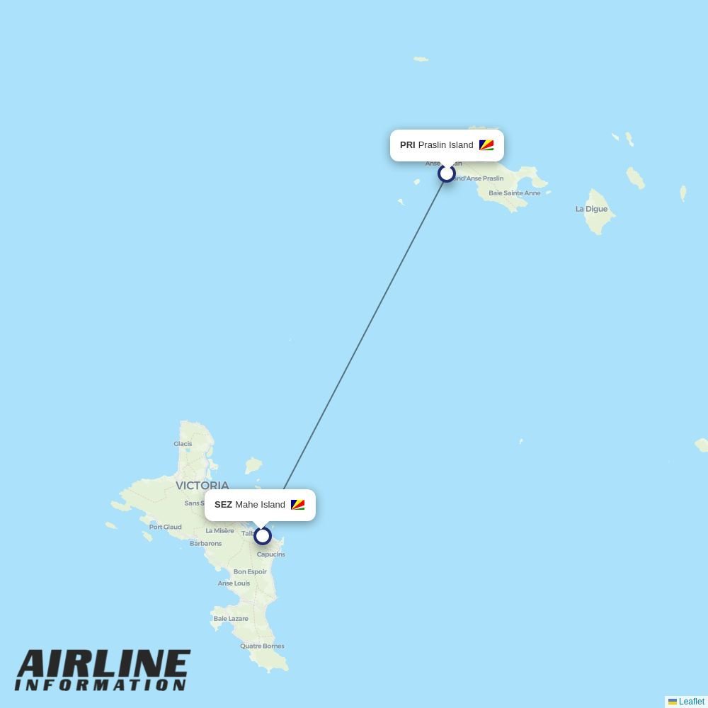 Air Seychelles routes from PRI