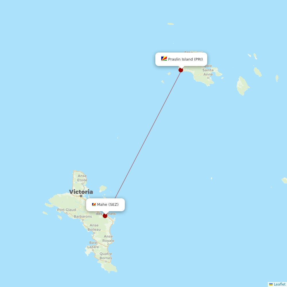 Air Seychelles at PRI route map