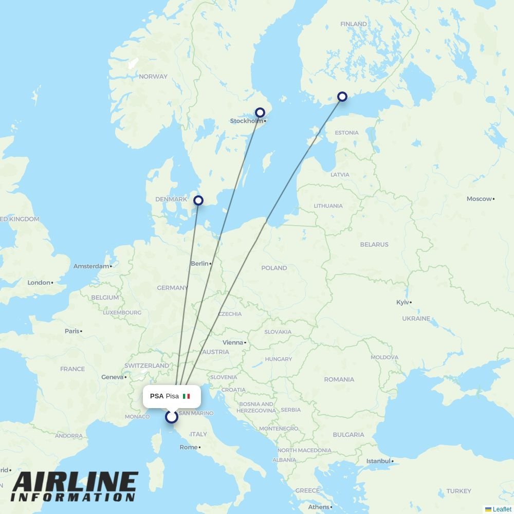 Norwegian Air Sweden routes from PSA