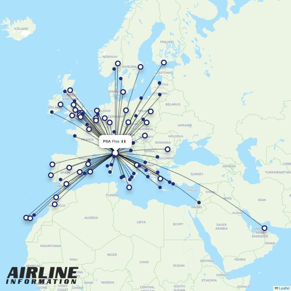 Wizz Air routes from PSA