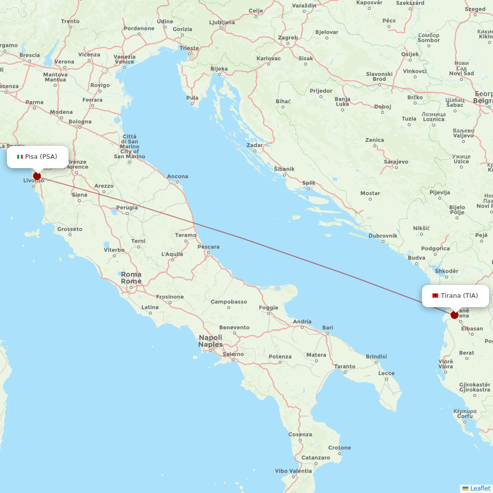 Air Albania at PSA route map