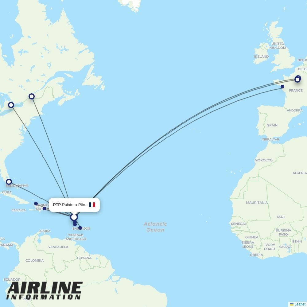 Air Caraibes routes from PTP