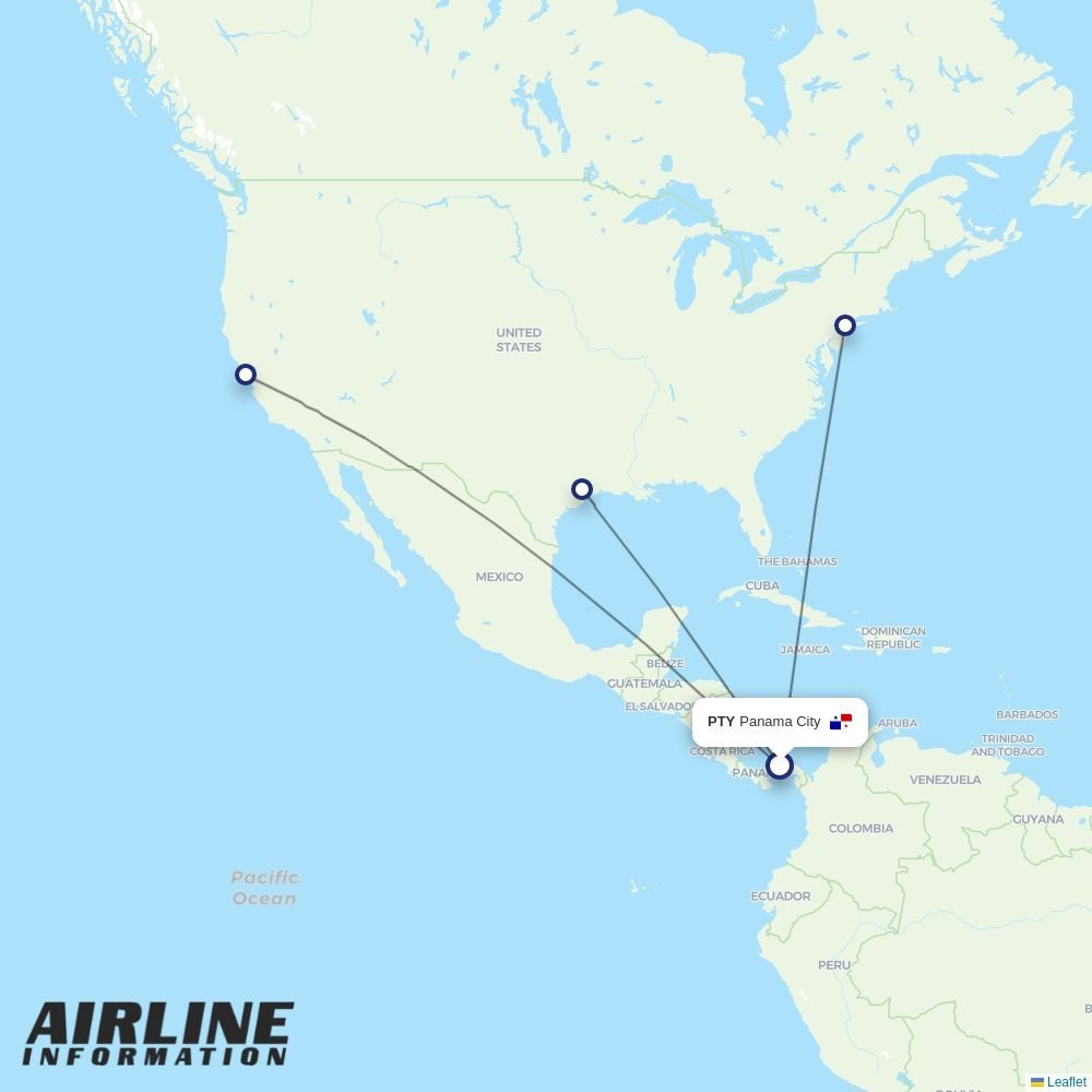 United routes from PTY