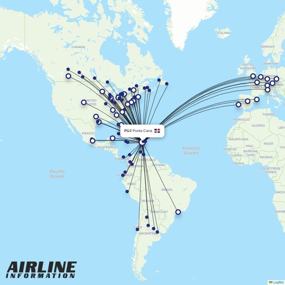 LATAM routes from PUJ