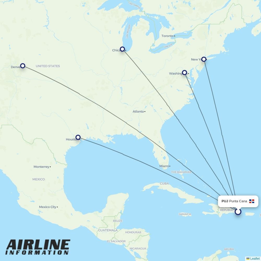 United routes from PUJ