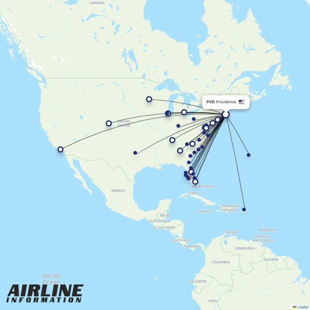 JetBlue routes from PVD