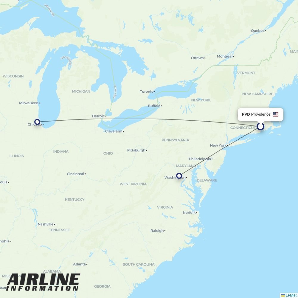 United routes from PVD