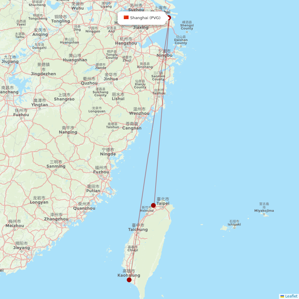 EVA Air at PVG route map
