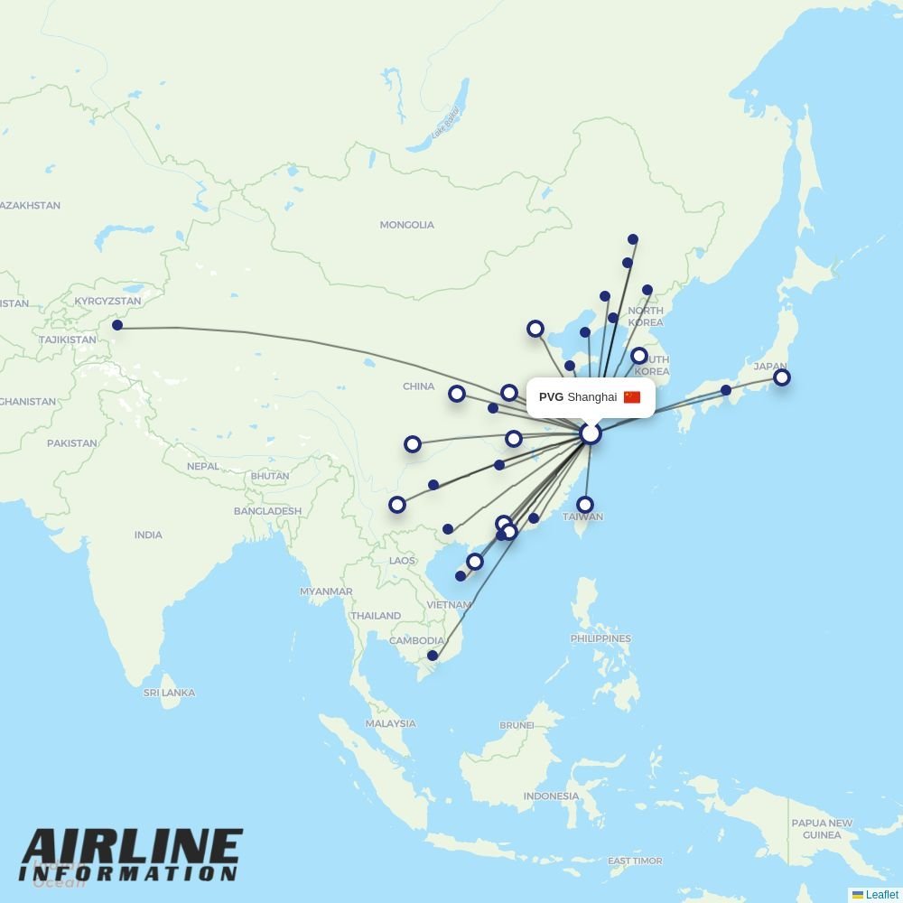 China Southern routes from PVG